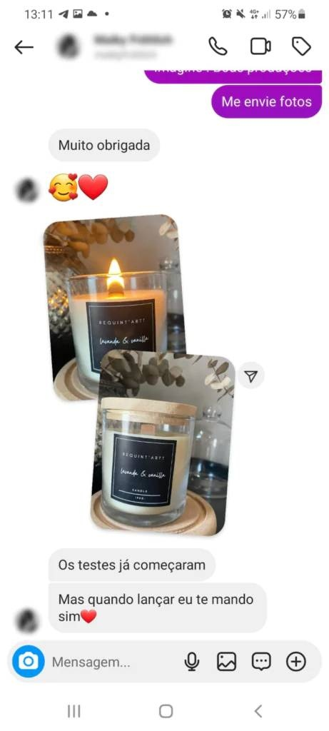 Aluna a mostrar velas de luxo com rótulo próprio no Instagram