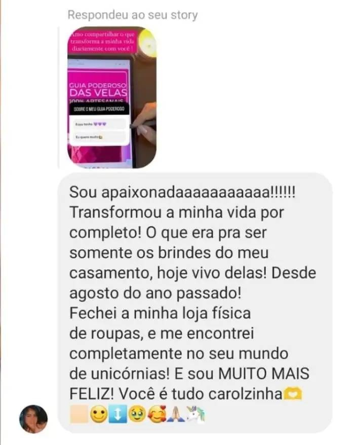 Aluna a contar que vive das velas depois do curso